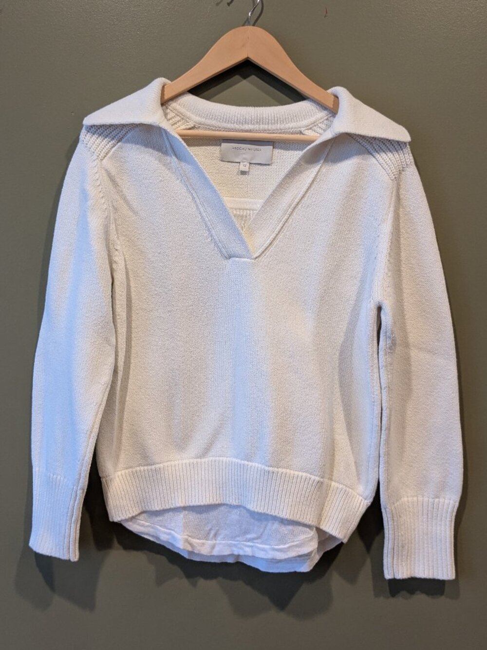 Brochu Walker Rainer Looker Sweater XS White Quiet Luxury Preppy Polo Knit Layer
